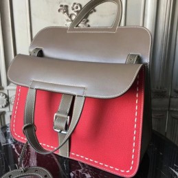 Replica Hermes Red Yellow Colorblock Halzan 31 Bag