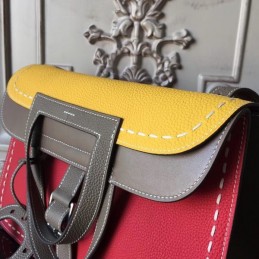 Replica Hermes Red Yellow Colorblock Halzan 31 Bag