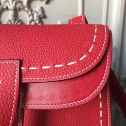 Replica Hermes Red Halzan 31 Contrast Stitch Bag