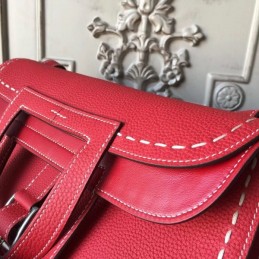 Replica Hermes Red Halzan 31 Contrast Stitch Bag