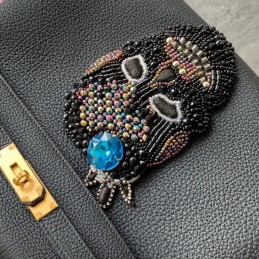 Replica Hermes Black Kelly 32 Skull Charm Strap Bag