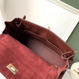 Replica Hermes Burgundy Kelly 32 Studded Print Bag