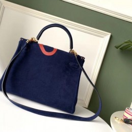 Replica Hermes Navy Blue Kelly 32 Logo Print Bag