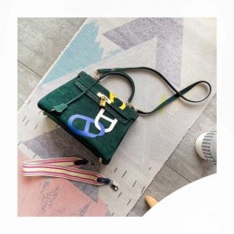 Replica Hermes Dark Green Kelly 32 Logo Print Bag