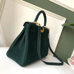 Replica Hermes Dark Green Kelly 32 Logo Print Bag