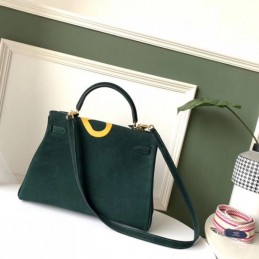 Replica Hermes Dark Green Kelly 32 Logo Print Bag