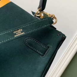 Replica Hermes Dark Green Kelly 32 Logo Print Bag