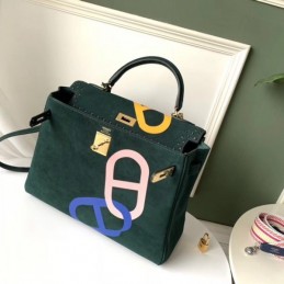 Replica Hermes Dark Green Kelly 32 Logo Print Bag