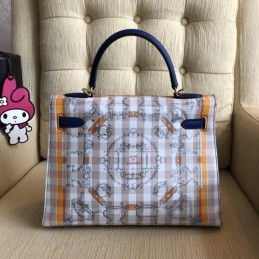 Replica Hermes Blue Kelly 32 Scarf Print Bag