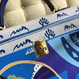 Replica Hermes Blue Kelly 32 Scarf Print Bag
