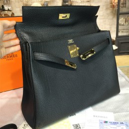 Replica Hermes Black Kelly 28 Gold Hardware Bag