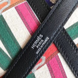 Replica Hermes Black Multicolor Print Kelly 32 Bag
