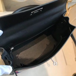 Replica Hermes Black Multicolor Print Kelly 32 Bag