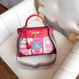 Replica Hermes Pink Multicolor Print Kelly 32 Bag