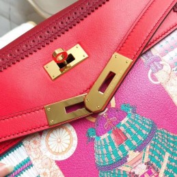 Replica Hermes Pink Multicolor Print Kelly 32 Bag