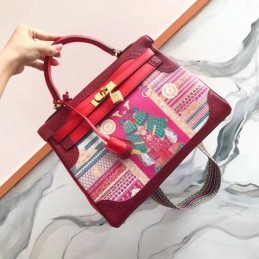 Replica Hermes Pink Multicolor Print Kelly 32 Bag