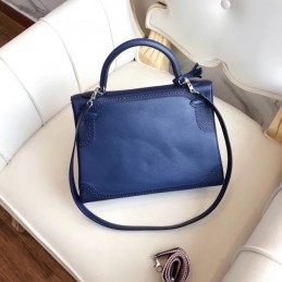 Replica Hermes Navy Blue Print Kelly 32 Bag