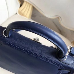 Replica Hermes Navy Blue Print Kelly 32 Bag