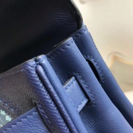 Replica Hermes Navy Blue Print Kelly 32 Bag