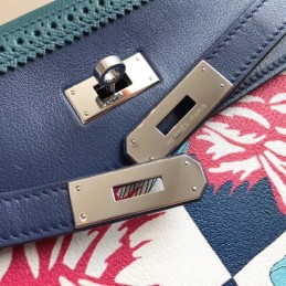 Replica Hermes Navy Pink Print Kelly 32 Bag