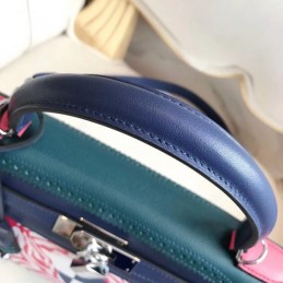Replica Hermes Navy Pink Print Kelly 32 Bag
