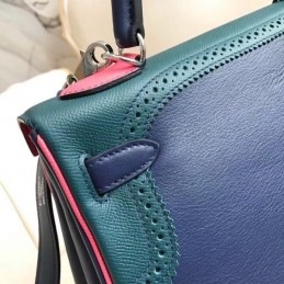 Replica Hermes Navy Pink Print Kelly 32 Bag