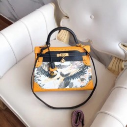 Replica Hermes Yellow Multicolor Print Kelly 32 Bag