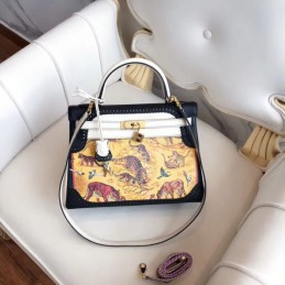 Replica Hermes White Yellow Print Kelly 32 Bag