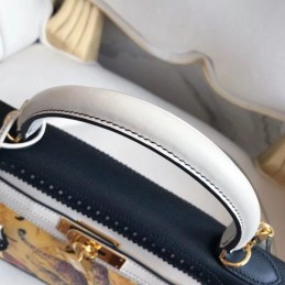 Replica Hermes White Yellow Print Kelly 32 Bag