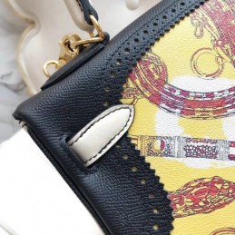 Replica Hermes White Yellow Print Kelly 32 Bag