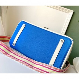 Replica Hermes White Green Birkin 35 Charm Strap Bag