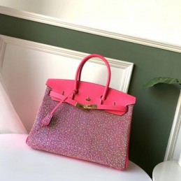 Replica Hermes Pink Crystal Birkin 35 Bag
