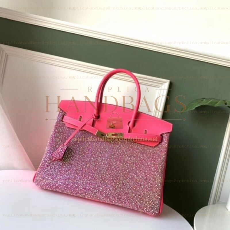 Replica Hermes Pink Crystal Birkin 35 Bag