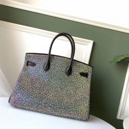 Replica Hermes Gray Crystal Birkin 35 Bag