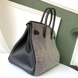 Replica Hermes Gray Crystal Birkin 35 Bag