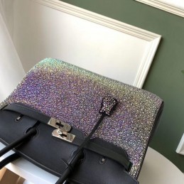 Replica Hermes Gray Crystal Birkin 35 Bag