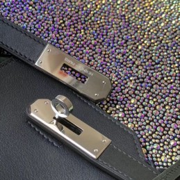 Replica Hermes Gray Crystal Birkin 35 Bag