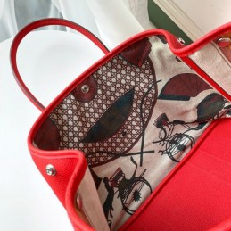 Replica Hermes Red Garden Party 36 Detailed Leather Bag