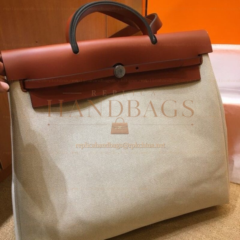 Replica Hermes Beige Brown Herbag Zip 39 Bag