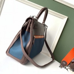 Replica Hermes Blue Brown Colorblock Kelly 32 Bag