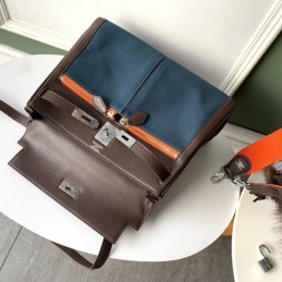 Replica Hermes Blue Brown Colorblock Kelly 32 Bag