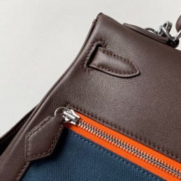 Replica Hermes Blue Brown Colorblock Kelly 32 Bag