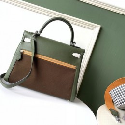 Replica Hermes Brown Green Colorblock Kelly 32 Bag