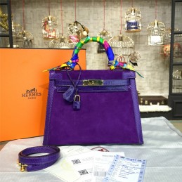 Replica Hermes Purple Kelly 28 Gold Hardware Bag