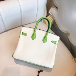 Replica Hermes White Green Kelly 25 Crocodile Leather Bag