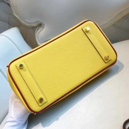 Replica Hermes Yellow Burgundy Kelly 25 Crocodile Leather Bag