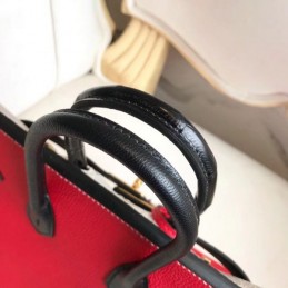 Replica Hermes Red Black Kelly 25 Crocodile Leather Bag