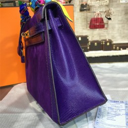 Replica Hermes Purple Kelly 28 Gold Hardware Bag