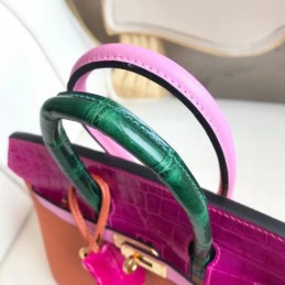 Replica Hermes Orange Pink Kelly 25 Crocodile Leather Bag