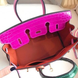 Replica Hermes Orange Pink Kelly 25 Crocodile Leather Bag